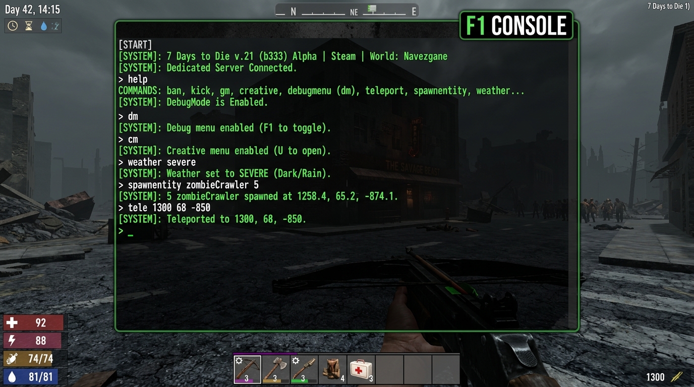 7 Days to Die: Alle Console Commando's